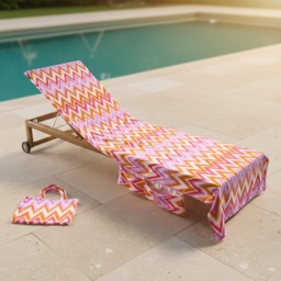 OHS Zigzag Print Beach Towel in a Bag - Orange - thumbnail 1