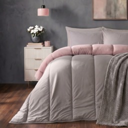 OHS Coverless 10.5 Tog Reversible Duvet & Pillowcase, Blush/Silver - Double - thumbnail 2