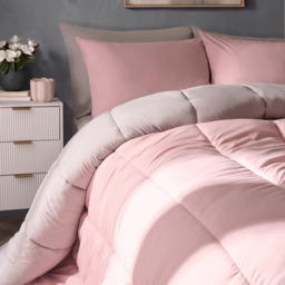 OHS Coverless 10.5 Tog Reversible Duvet & Pillowcase, Blush/Silver - Double - thumbnail 3