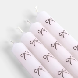 OHS 4 Pack Bow Print Dinner Candles - Black/White - thumbnail 5