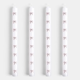 OHS 4 Pack Bow Print Dinner Candles - Black/White