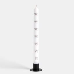 OHS 4 Pack Bow Print Dinner Candles - Black/White - thumbnail 3