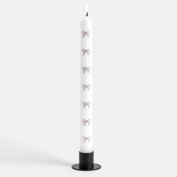 OHS 4 Pack Bow Print Dinner Candles - Black/White - thumbnail 2