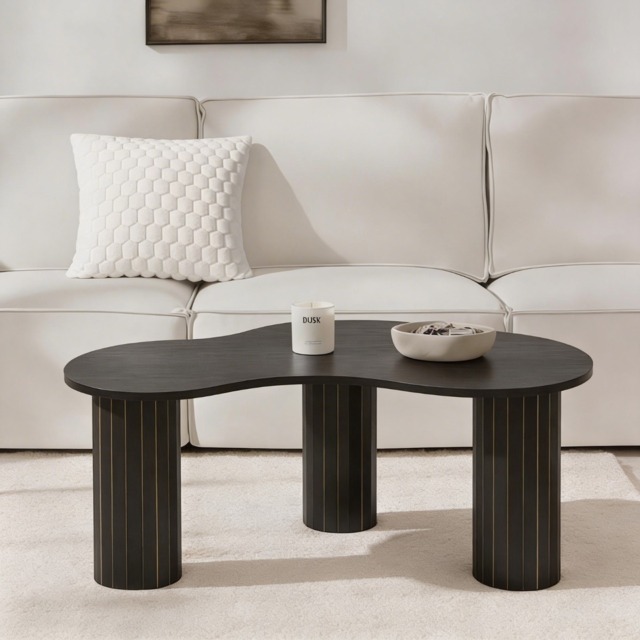 OHS Madison Ribbed Irregular Coffee Table - Black - image 1