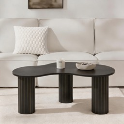 OHS Madison Ribbed Irregular Coffee Table - Black