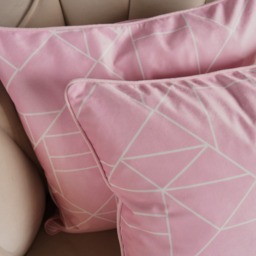 OHS Matte Velvet Geometric Print Cushion Covers, Blush - 45 x 45cm - thumbnail 2