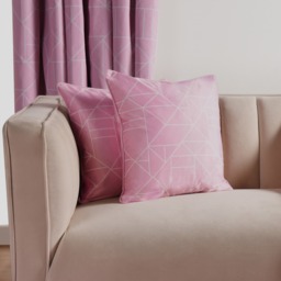 OHS Matte Velvet Geometric Print Cushion Covers, Blush - 45 x 45cm