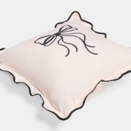 OHS Indoor/Outdoor Bow Print Frill Cushion Covers, Monochrome - 45 X 45cm - thumbnail 4