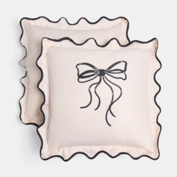 OHS Indoor/Outdoor Bow Print Frill Cushion Covers, Monochrome - 45 X 45cm - thumbnail 3