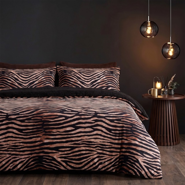 OHS Zebra Print Duvet Set, Natural - King - image 1