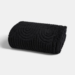 OHS Tufted Arches Teddy Fleece Throw, Black - 180 x 200cm - thumbnail 2