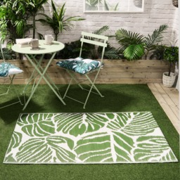 OHS Tropical Print Reversible Outdoor Rug, Green/White - 120 x 170cm - thumbnail 2