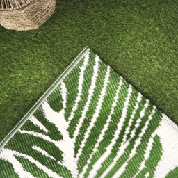 OHS Tropical Print Reversible Outdoor Rug, Green/White - 120 x 170cm - thumbnail 3