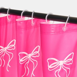 OHS Bow Print Shower Curtain - Hot Pink - thumbnail 3