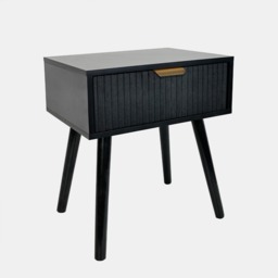 OHS Ribbed 1-Drawer Bedside Table - Black - thumbnail 3