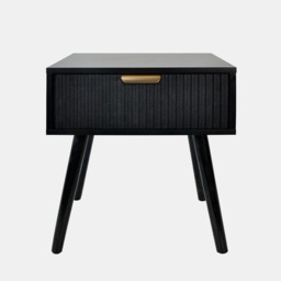 OHS Ribbed 1-Drawer Bedside Table - Black - thumbnail 2