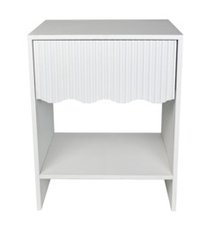 OHS Ribbed Scallop 1-Drawer Bedside Table - White - thumbnail 2