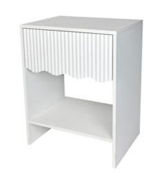 OHS Ribbed Scallop 1-Drawer Bedside Table - White - thumbnail 3