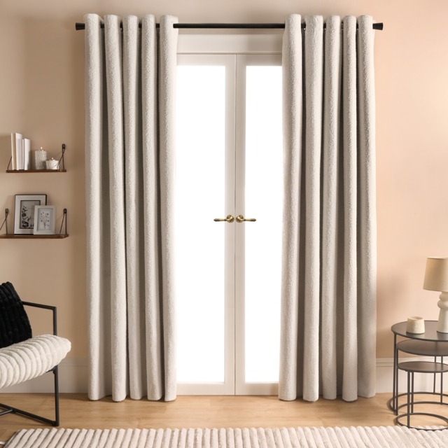 "OHS Bouclé Eyelet Curtains, Cream - 46 x 72""" - image 1