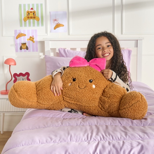 OHS Chloe The Bow Croissant Cuddle Cushion - Natural/Hot Pink - image 1