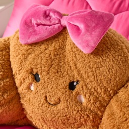 OHS Chloe The Bow Croissant Cuddle Cushion - Natural/Hot Pink - thumbnail 4