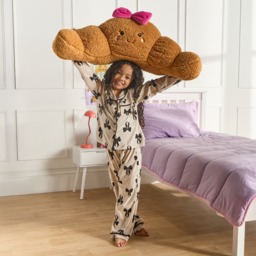 OHS Chloe The Bow Croissant Cuddle Cushion - Natural/Hot Pink - thumbnail 2