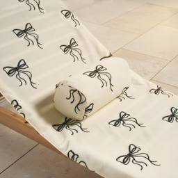 OHS Bow Print Inflatable Beach Bolster Pillow - Monochrome - thumbnail 2
