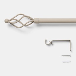 OHS 16mm Extendable Twist Curtain Pole, Natural - 120-220cm - thumbnail 4