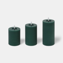 OHS LED Ribbed Candles, Woodland Green - 3 Pack - thumbnail 2