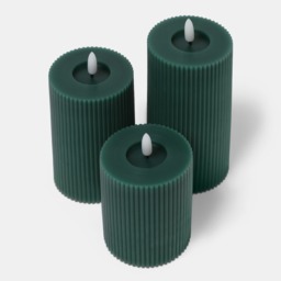 OHS LED Ribbed Candles, Woodland Green - 3 Pack - thumbnail 3