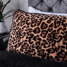 OHS Leopard Fleece Duvet Cover Set, Natural - King - thumbnail 3