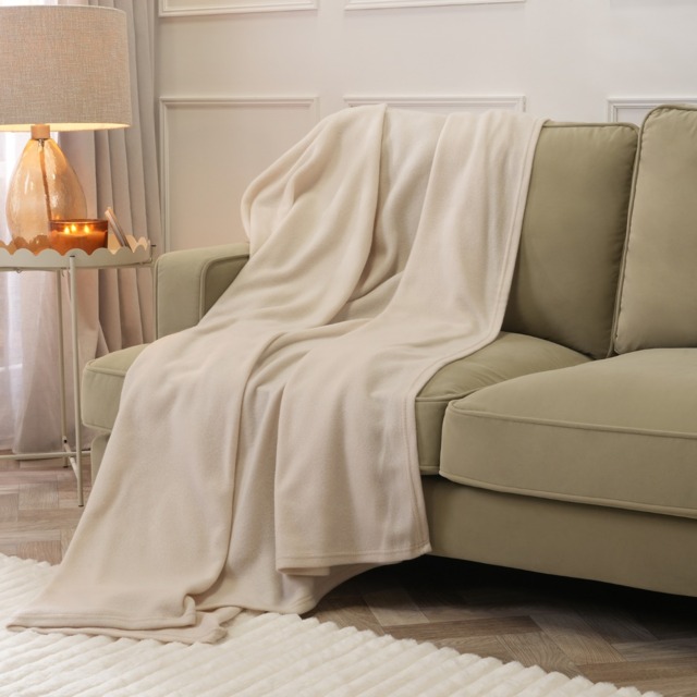 OHS Plain Fleece Throw, Natural - 200 x 240cm - image 1