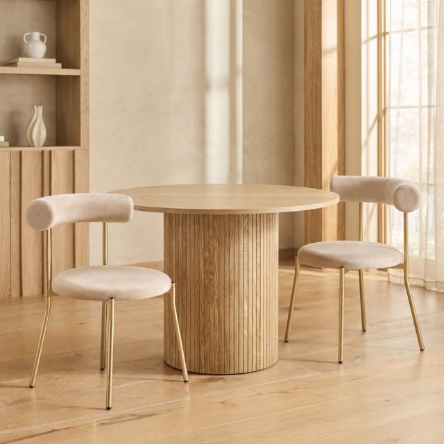 OHS Velvet Dining Chair - Natural/Gold - image 1