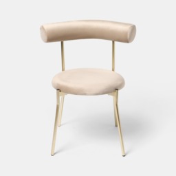 OHS Velvet Dining Chair - Natural/Gold - thumbnail 3