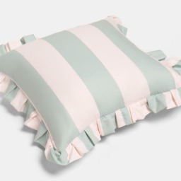OHS Indoor/Outdoor Stripe Print Cushion Covers, Sage/Cream - 45 x 45cm - thumbnail 4