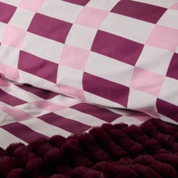 OHS Geometric Print Piped Edge Duvet Cover Set, Burgundy/Pink - King - thumbnail 2