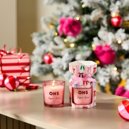 OHS Sugar Snow Scented Glass Candle - Pink