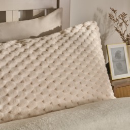 OHS Waffle Fleece Duvet Cover Set, Cream - Super King - thumbnail 3