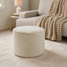 OHS Matte Velvet Footstool - Cream