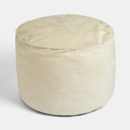 OHS Matte Velvet Footstool - Cream - thumbnail 2