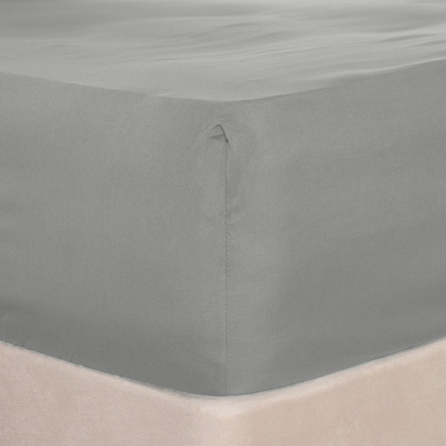 OHS Plain Dyed Deep Fitted Sheet, Grey - Double - image 1