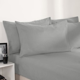 OHS Plain Dyed Deep Fitted Sheet, Grey - Double - thumbnail 4
