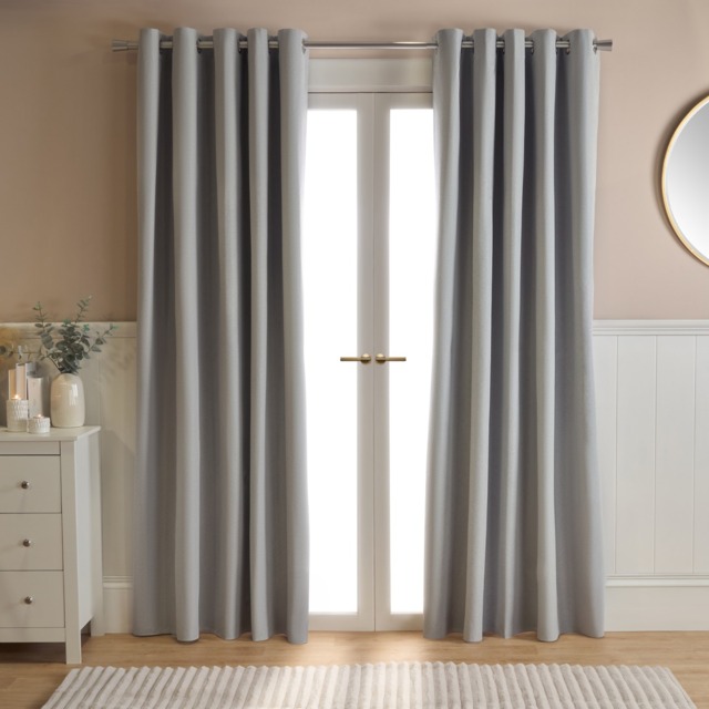 OHS Woven Texture Eyelet Blackout Curtains, Silver - 66 x 54in - image 1
