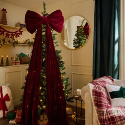 OHS Velvet Christmas Tree Bow - Burgundy