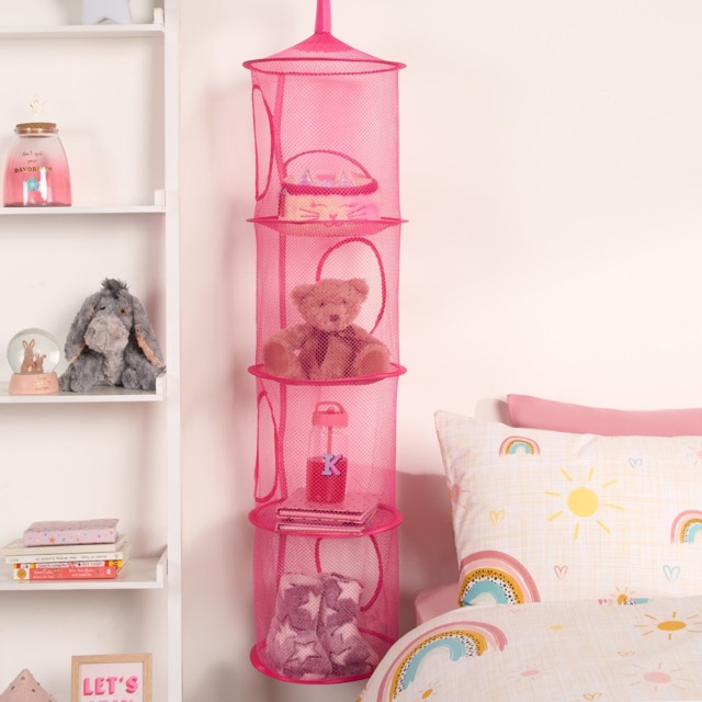 OHS Kids Extra Large Toys Storage Hanging Net Basket - Fuchsia - image 1
