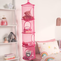 OHS Kids Extra Large Toys Storage Hanging Net Basket - Fuchsia - thumbnail 2
