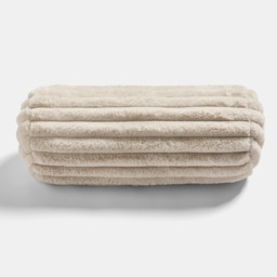 OHS Faux Fur Ribbed Bolster Pillow - Natural - thumbnail 4