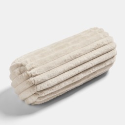 OHS Faux Fur Ribbed Bolster Pillow - Natural - thumbnail 3
