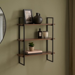 OHS 3-Tier Mounted Wall Shelves Set - Medium Wood
