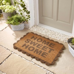 OHS Scallop Edge Home Sweet Home Printed Coir Mat - Brown/Natural - thumbnail 1
